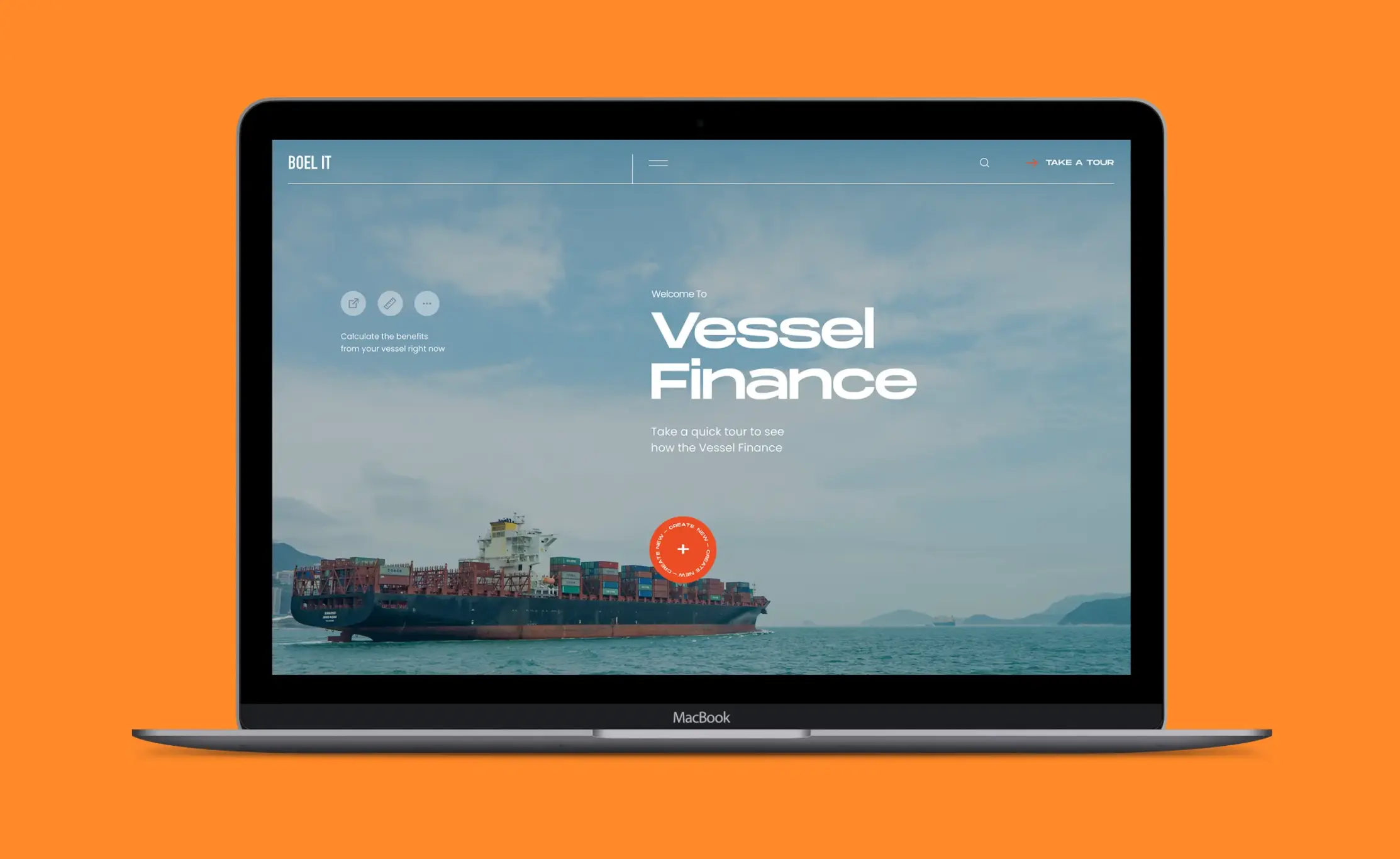 An image of a laptop screen displaying the Vessel Finance website