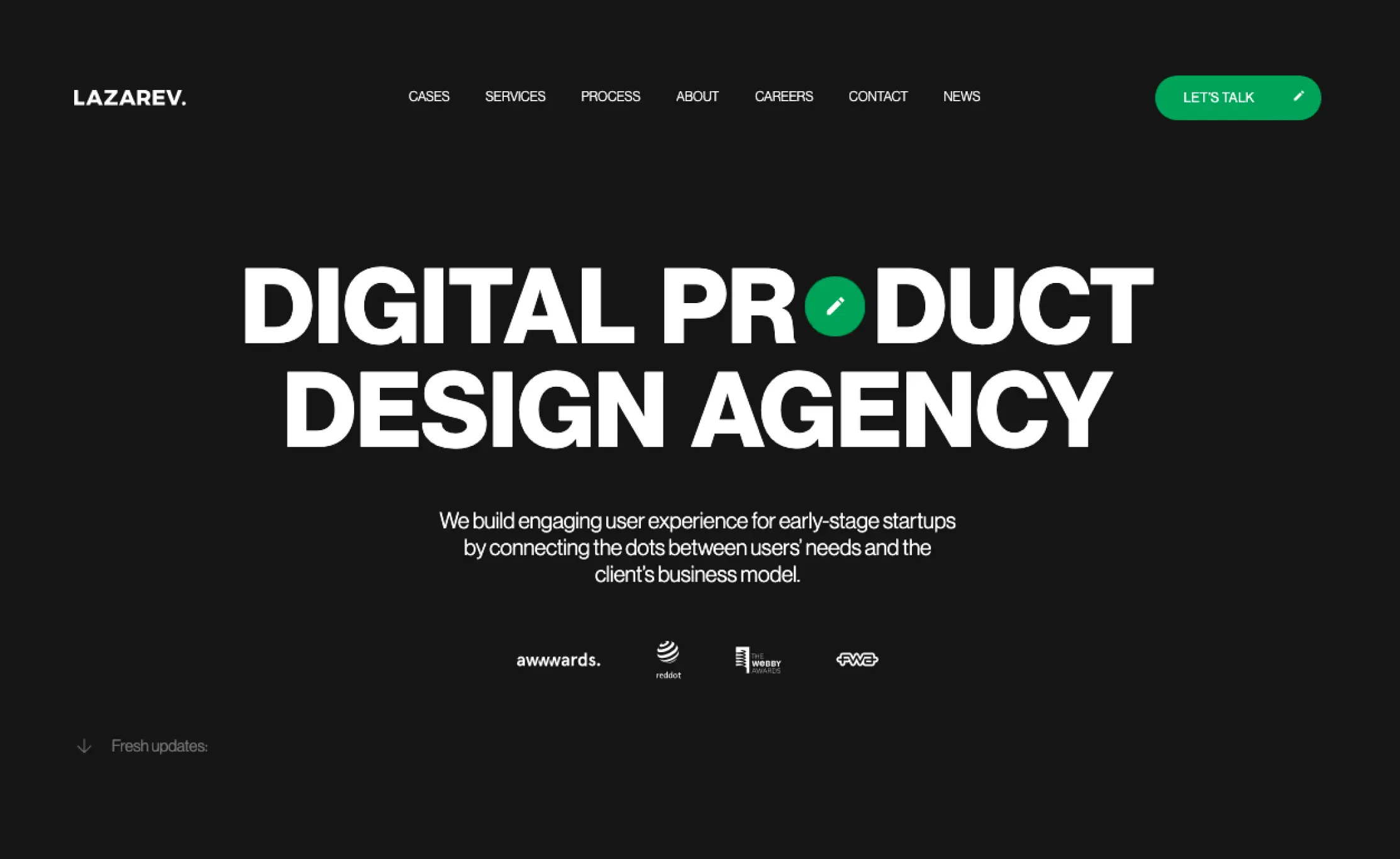  Screenshot of the homepage of the Lazarev.agency website