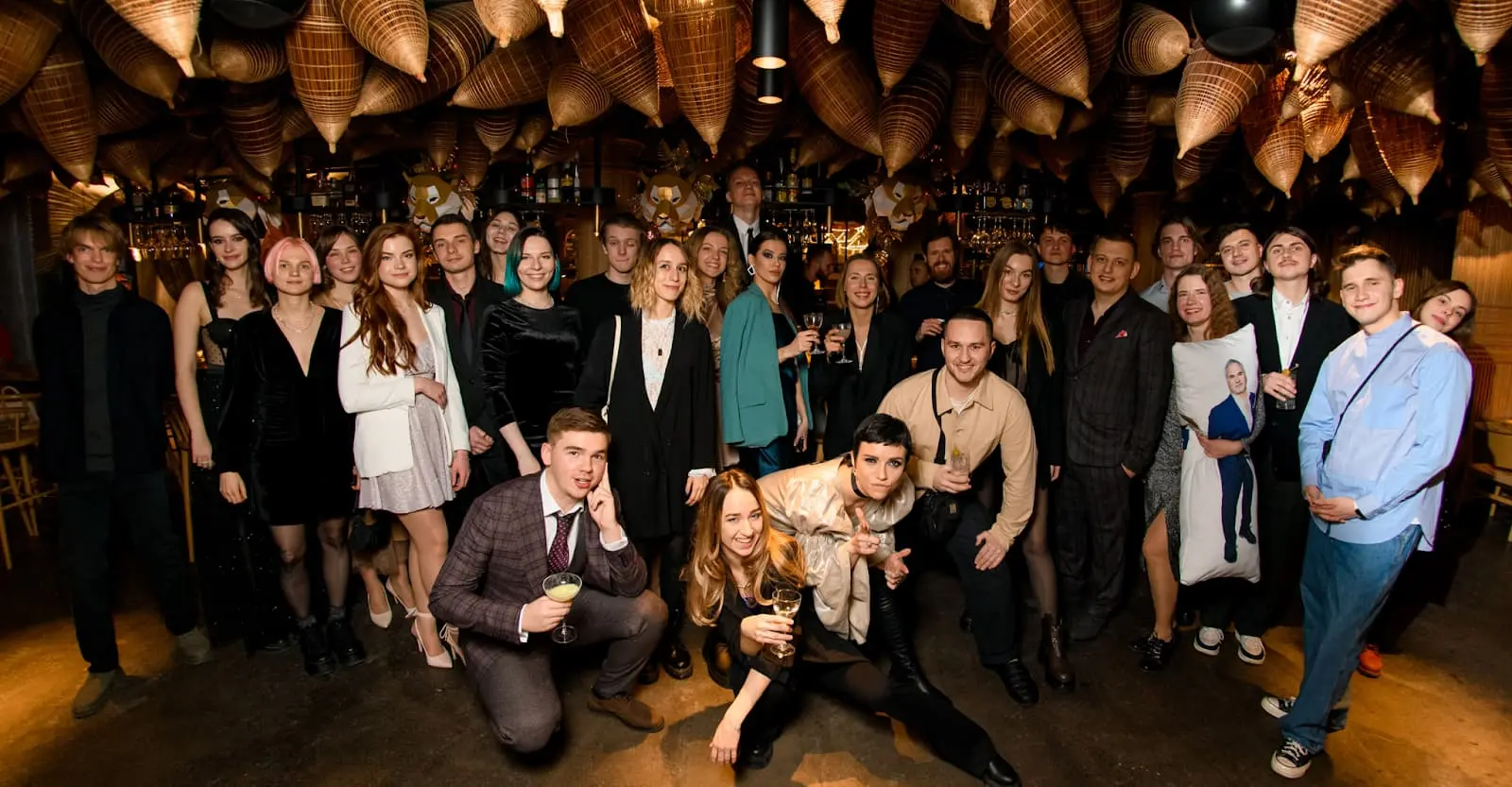 A photo of Lazarev team on a party