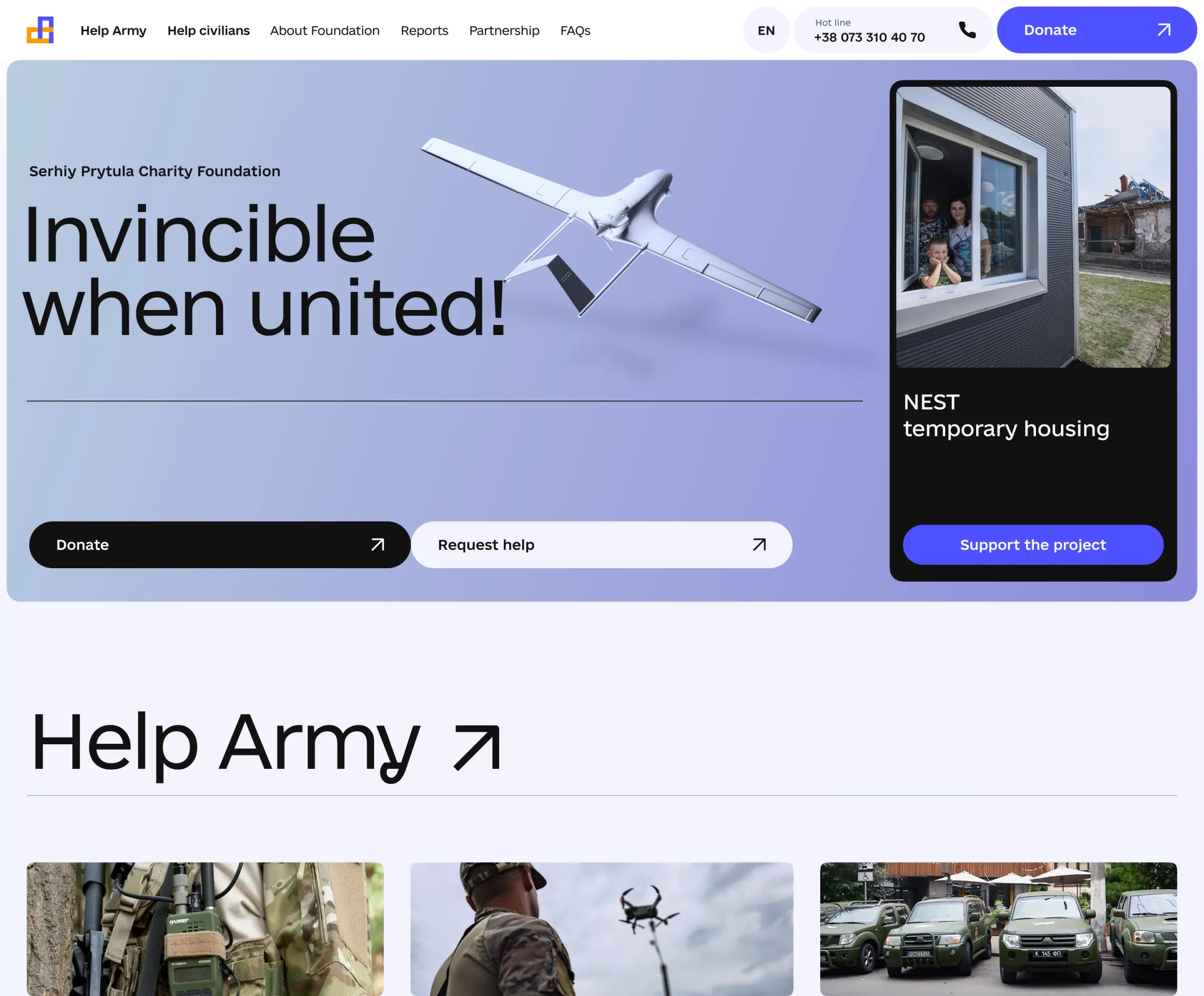 Screenshot of the Serhiy Prytula Charitable Foundation's homepage