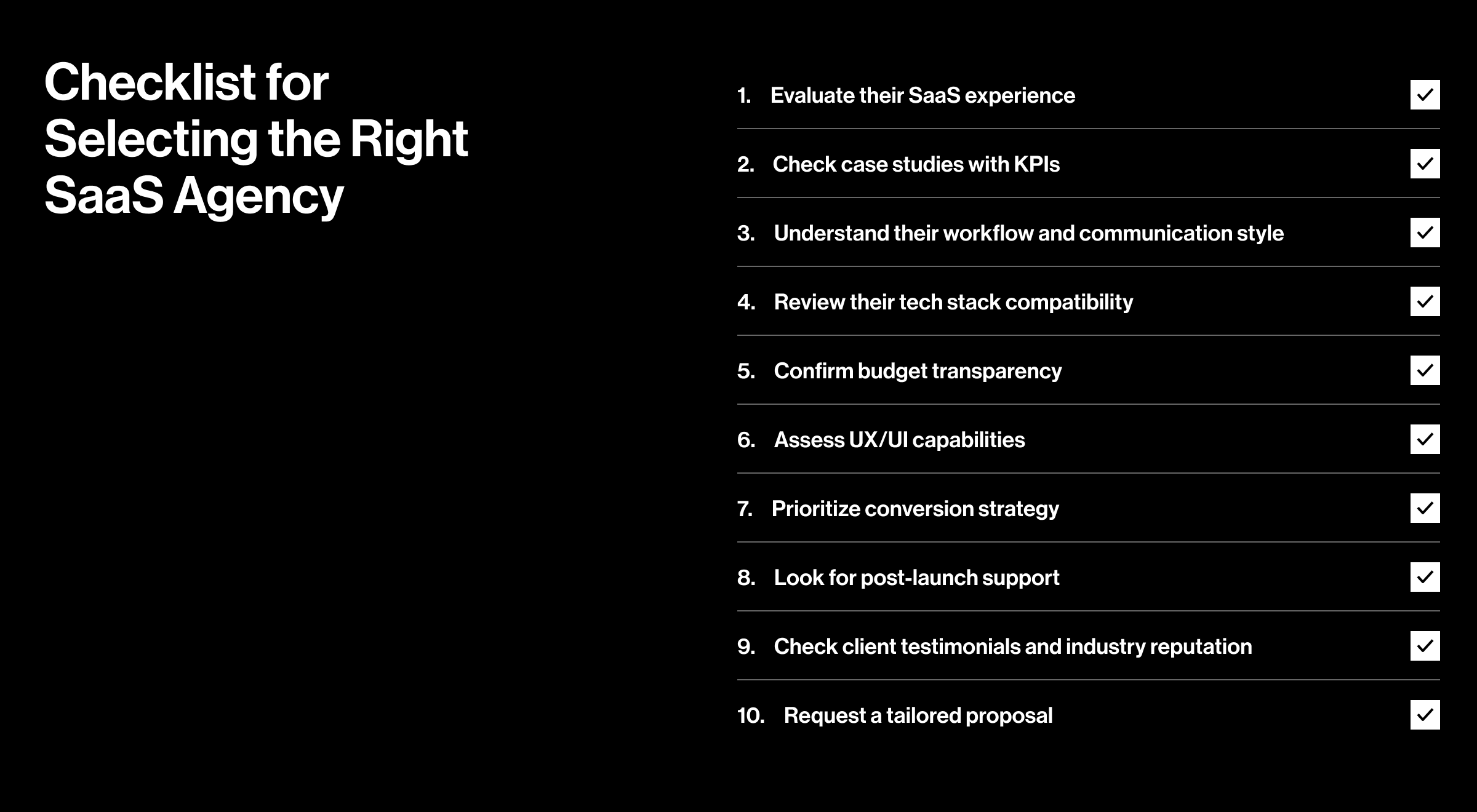 checklist for selecting the right agency