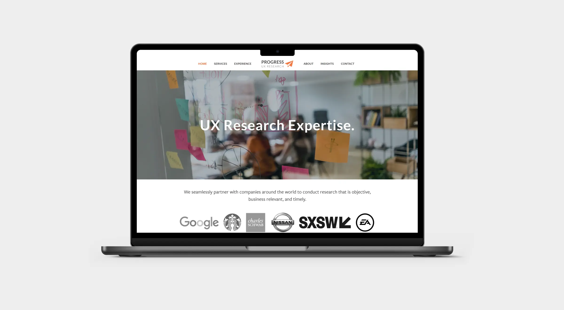 The web page of Progress UX Research firm