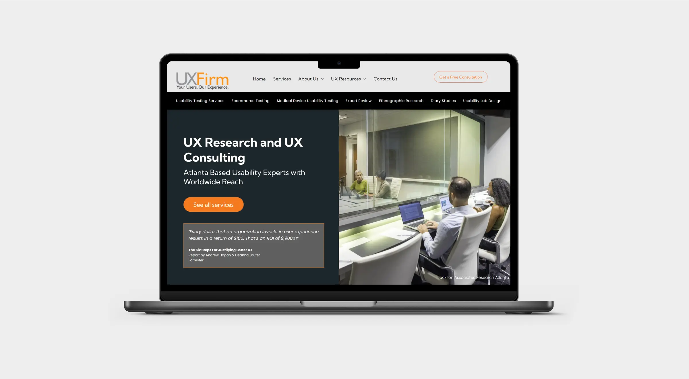 Homepage of the UX Firm