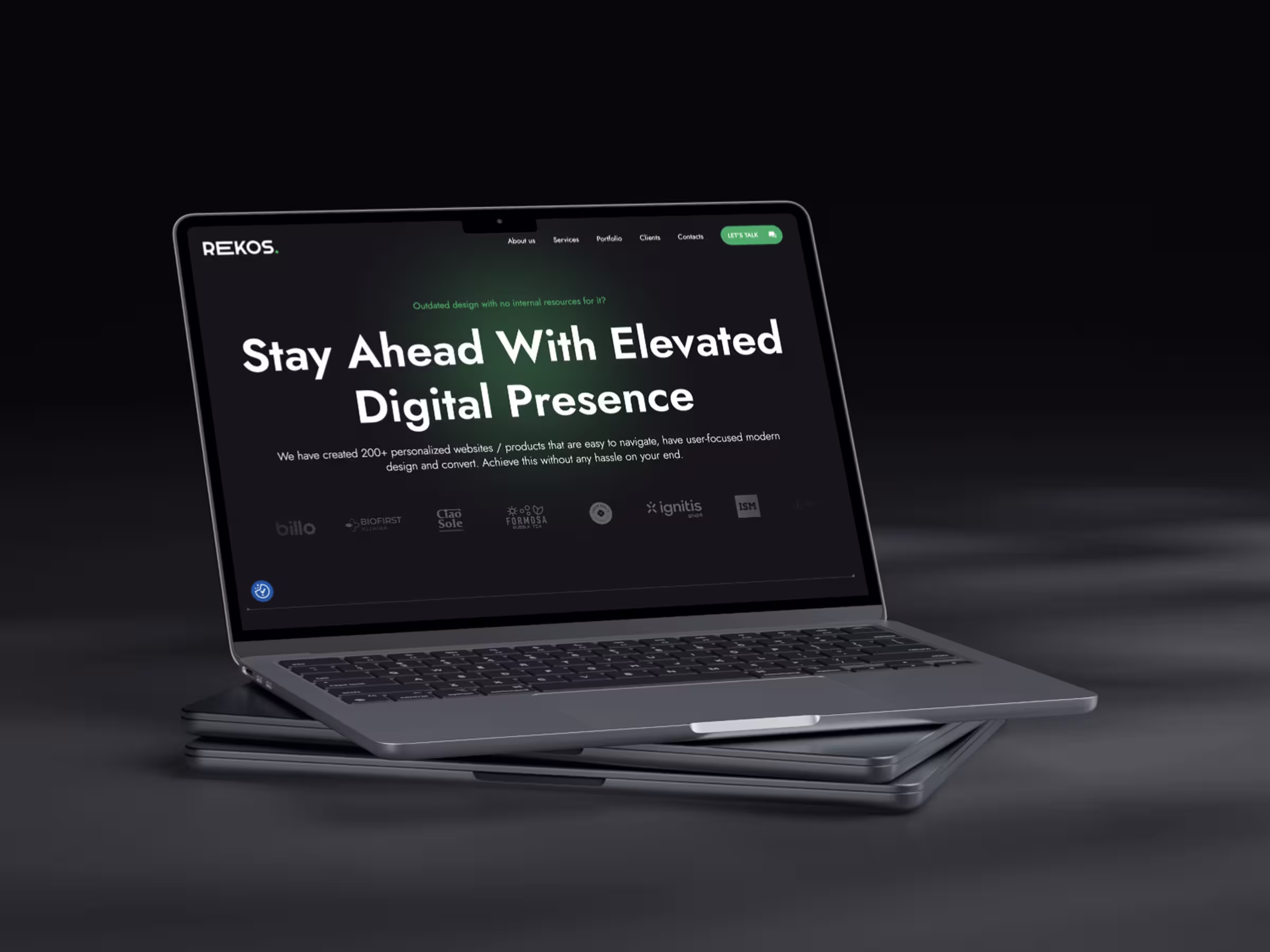 Homepage of the Rekos design company