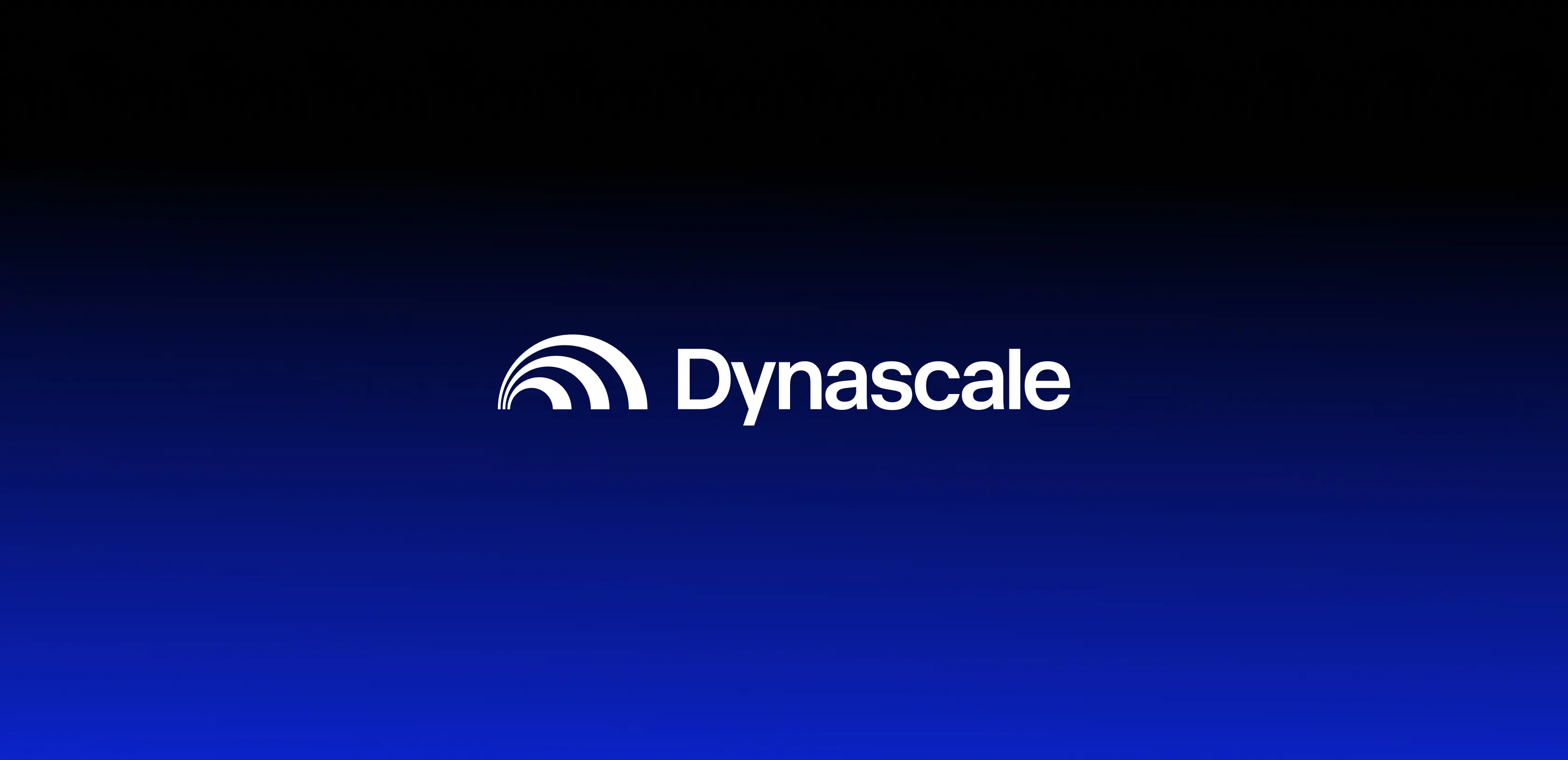 Dynascale logo with a radiating arc mark on a blue gradient background