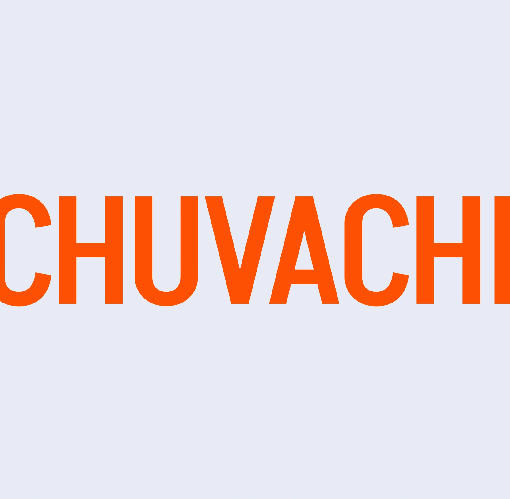 Chuvachi brand wordmark in orange on a pale background